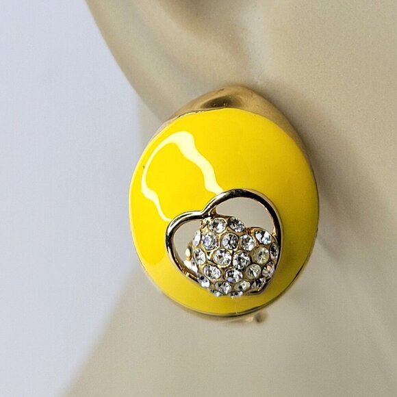 Yellow Enamelled Earrings Small Earrings - Picture 1 of 8